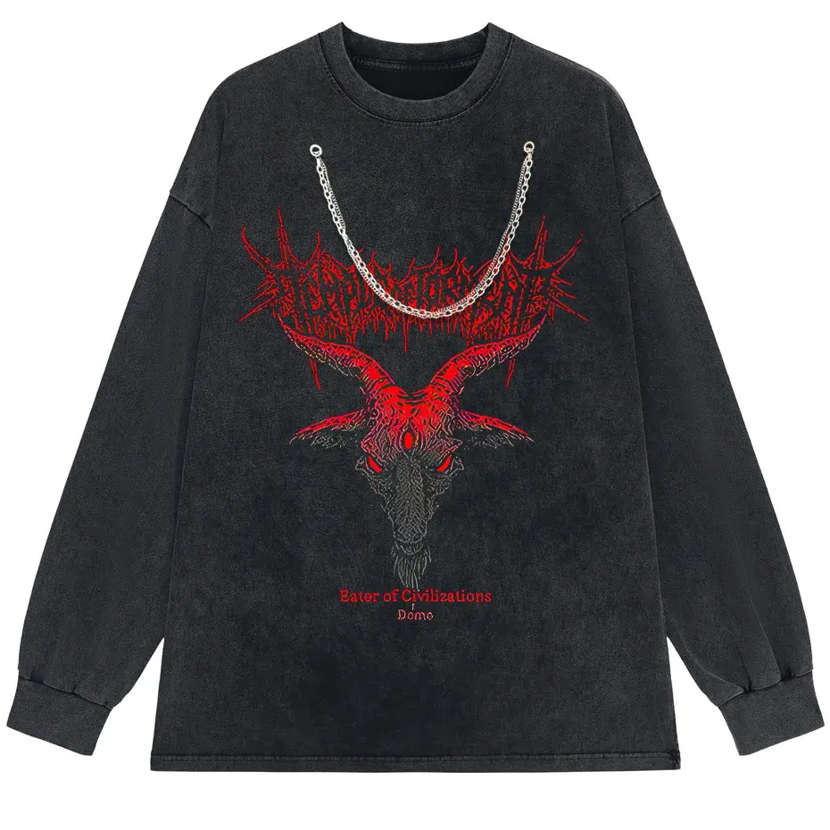 Hip Hop Punk Sheep Head T-Shirt Men Women Harajuku Loose Y2K Streetwear Cotton by Vimost Shop