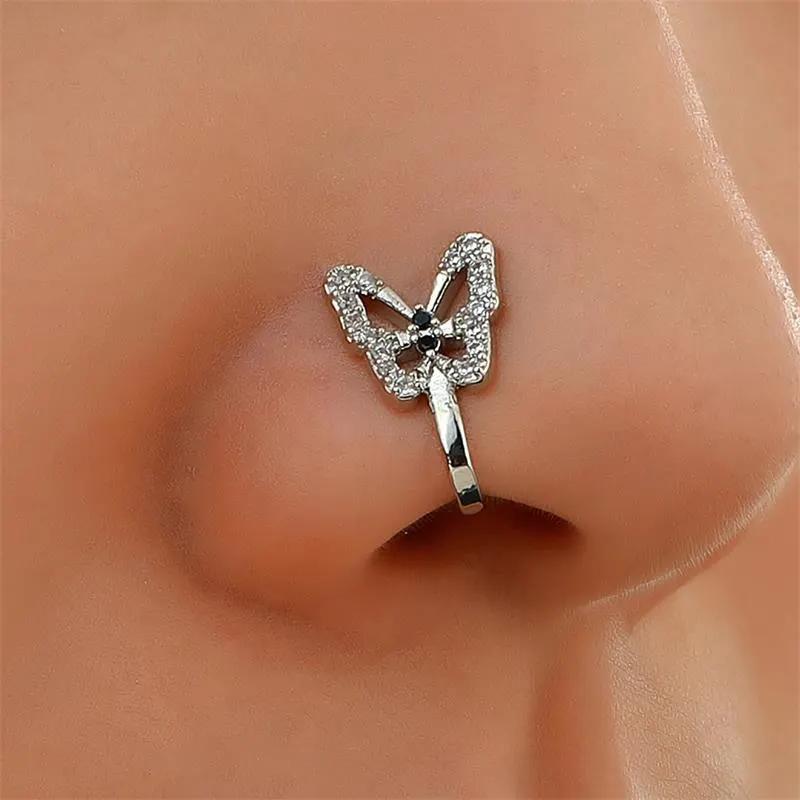 Personalized U-Shaped Diamond-Studded Butterfly European And American Non-Hole Nose Clip by Maiden-Art
