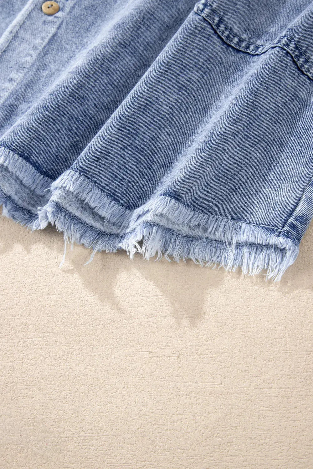 Raw Hem Button Down Long Sleeve Denim Dress by Partner Label