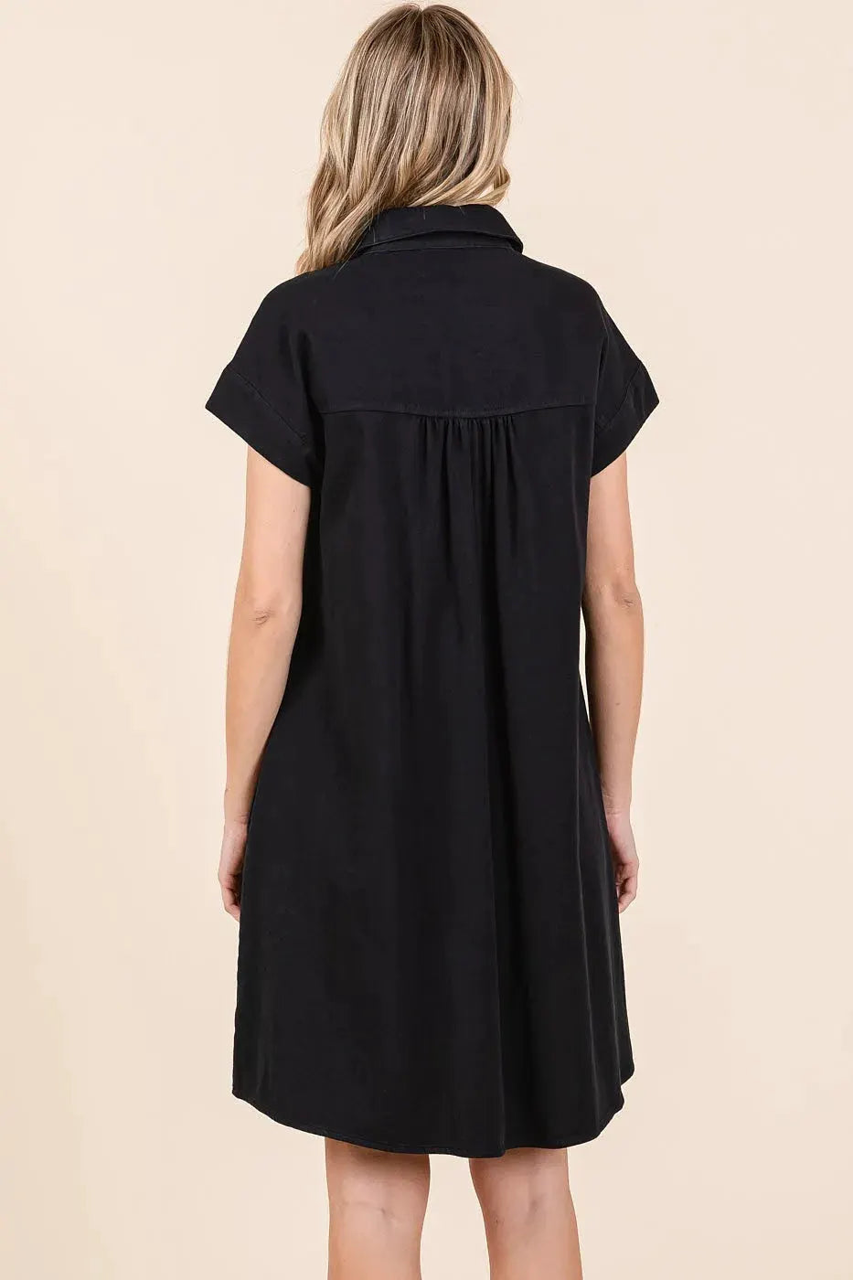 Mittoshop Twill Short Sleeve Collared Mini Dress by Mittoshop