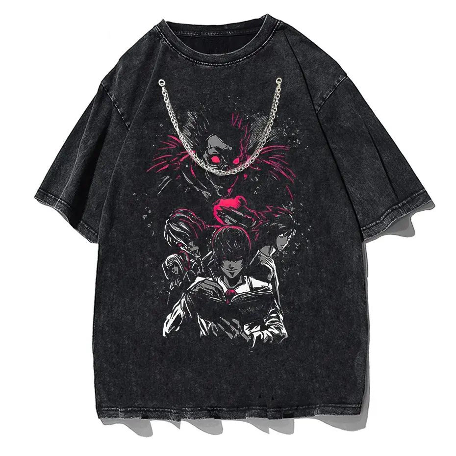 Men's Harajuku Distressed Anime Print T-Shirt Hip Hop Streetwear Cotton Oversized Tee by Vimost Shop
