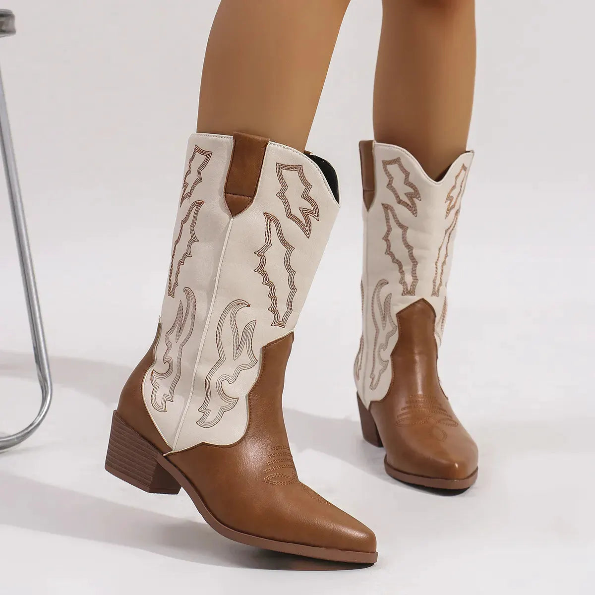 Point Toe Block Heels Boots by Partner Label