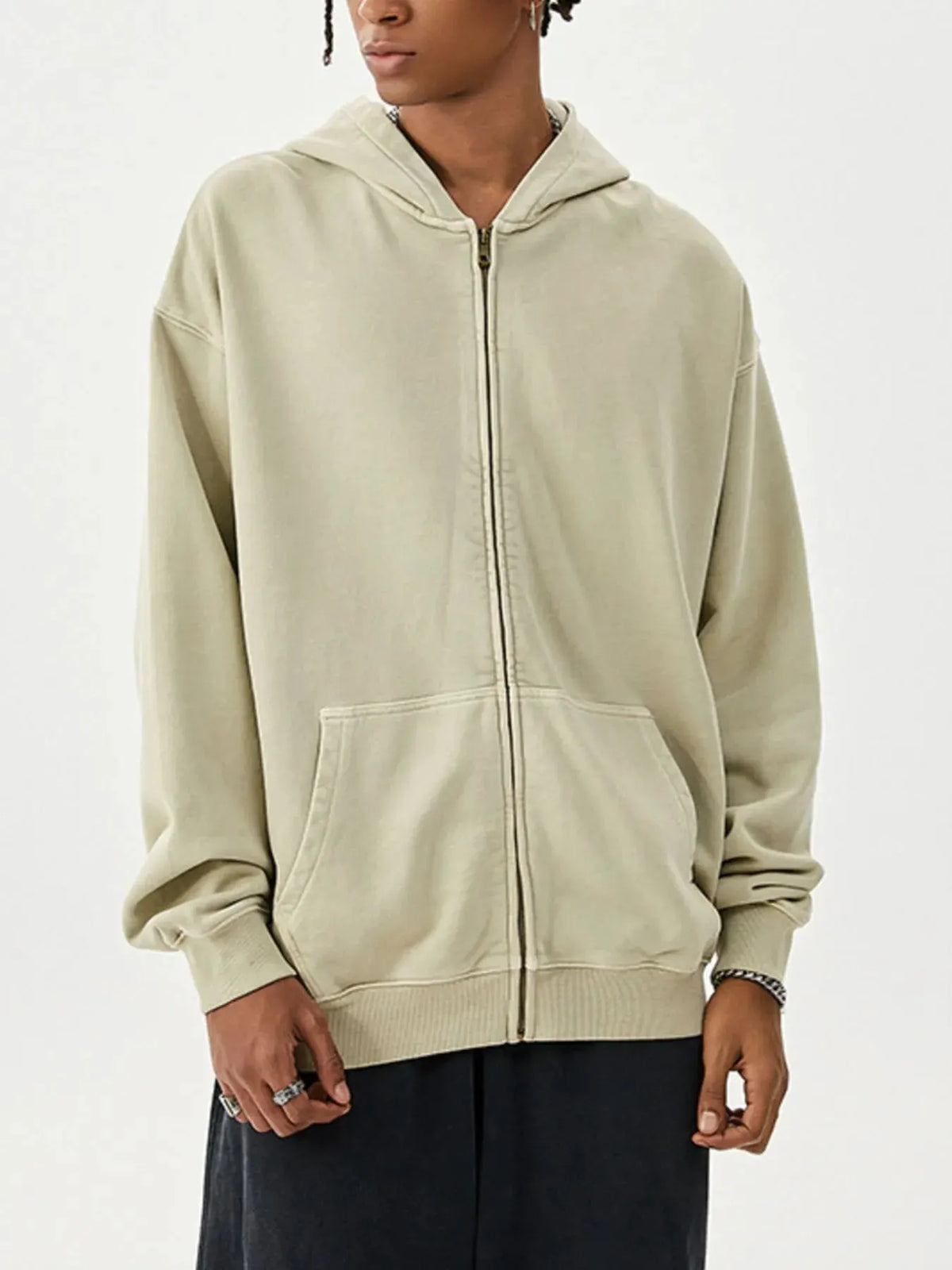 Men's Zip Up Long Sleeve Hoodie by Trendsi