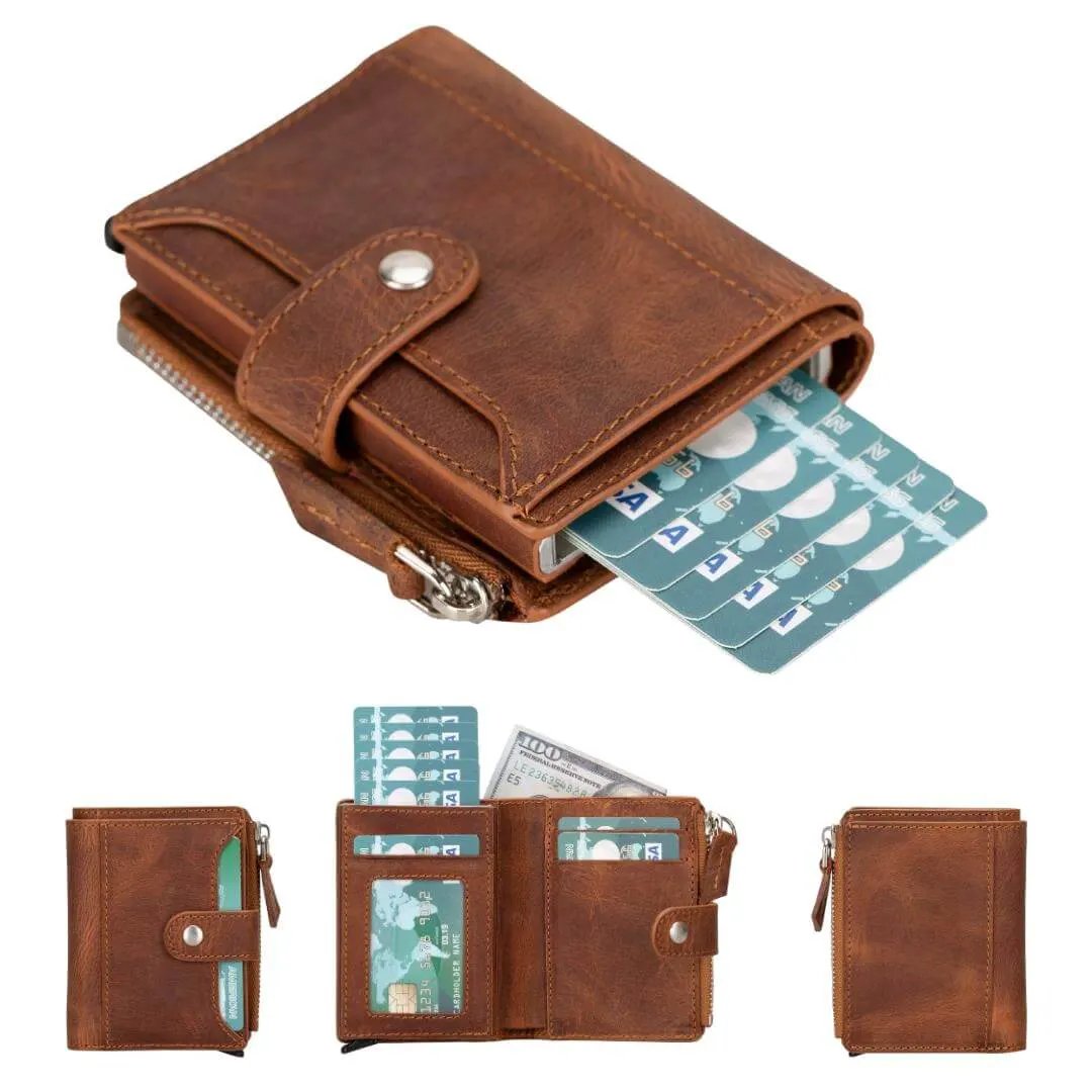 Glenrock Genuine Cowhide Leather Pop Up Card Holder Wallet by TORONATA
