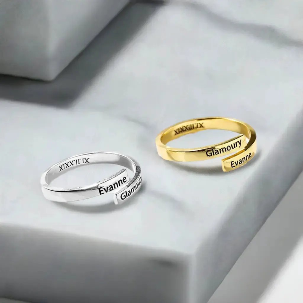 Full Silver 2-Name Ring - sterling silver ring by Maiden-Art