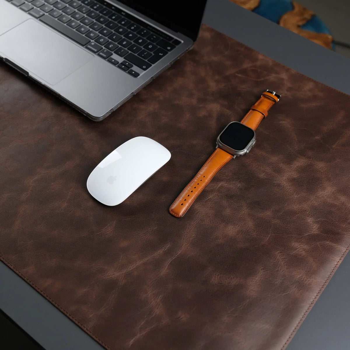 Jersey Dark Brown Leather Desk Pad for Office and Home by TORONATA