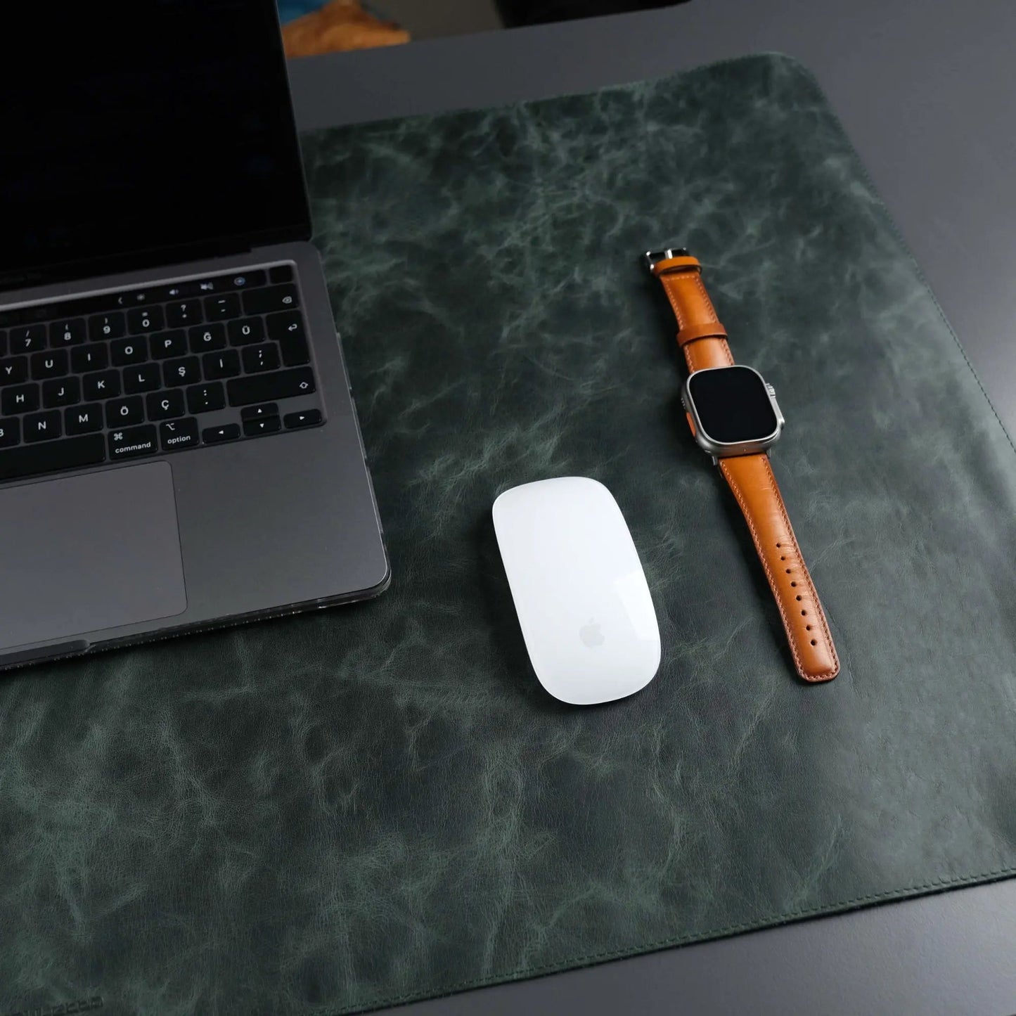 Jersey Dark Green Leather Desk Pad for Office and Home by TORONATA