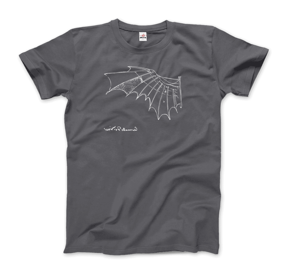 Leonardo Da Vinci, Glider Sketch artwork t-shirt by Art-O-Rama Shop