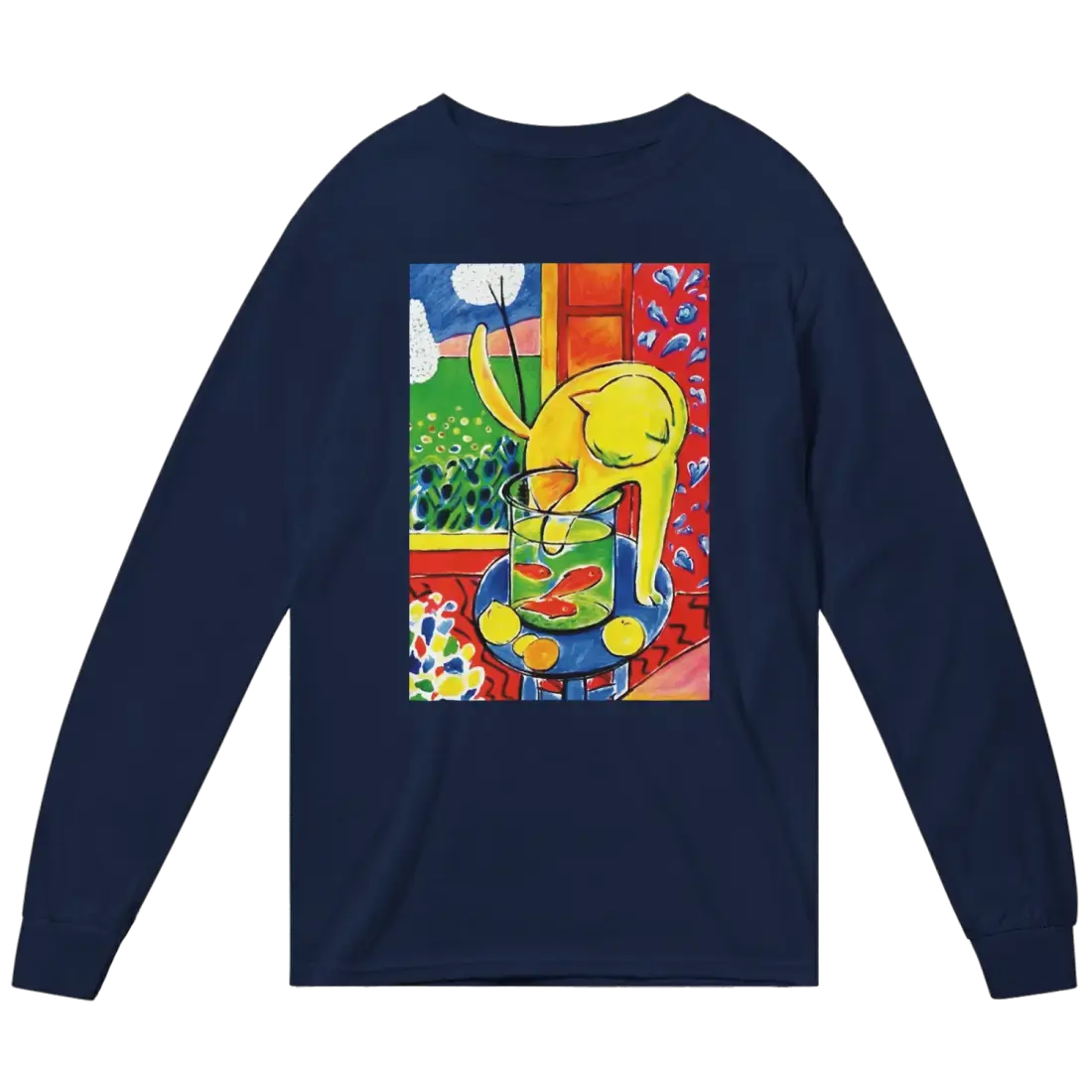 Matisse - The Cat With Red Fishes 1914 Artwork Long Sleeve Shirt by Art-O-Rama Shop