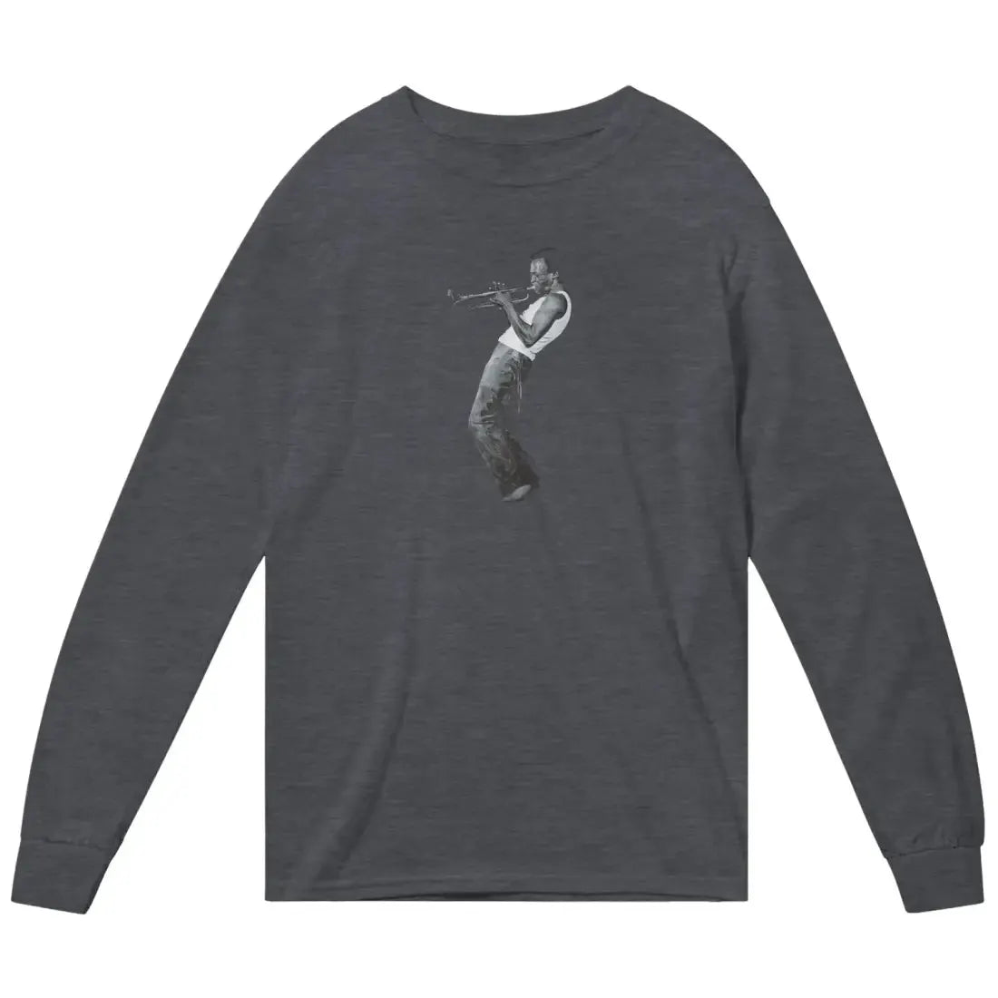 Miles Davis Playing his Trumpet Artwork Long Sleeve Shirt by Art-O-Rama Shop