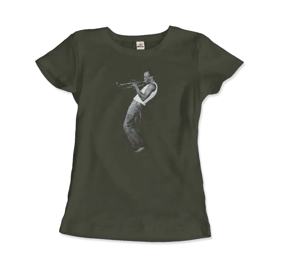 Miles Davis Playing his Trumpet artwork t-shirt by Art-O-Rama Shop