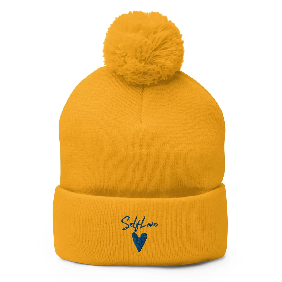Self Love - Pom-Pom Beanie - Winter Beanie with Embroidery by Maiden-Art