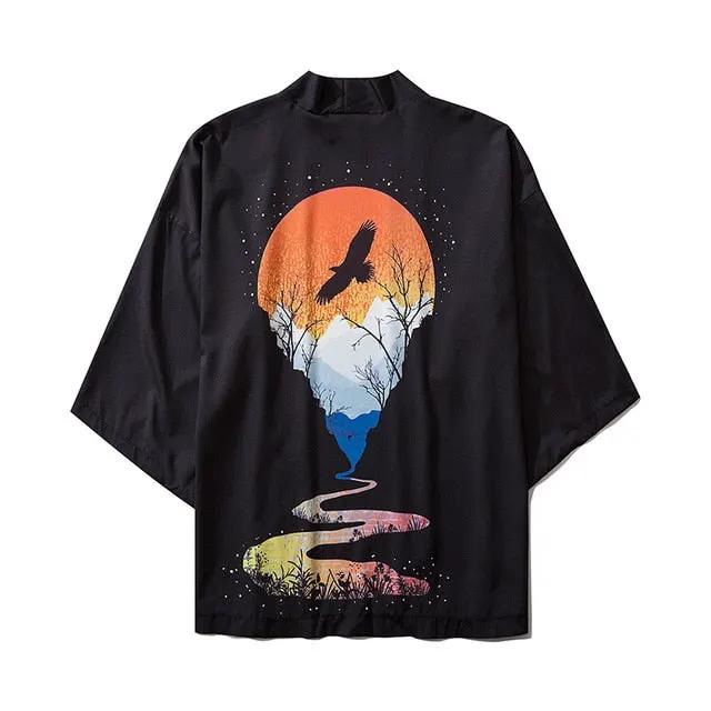 Male Kimono Cardigan Japanese Kimono Men Cardigan Shirt Blouse Yukata Men Haori Obi Traditional Samurai Clothing by Vimost Shop