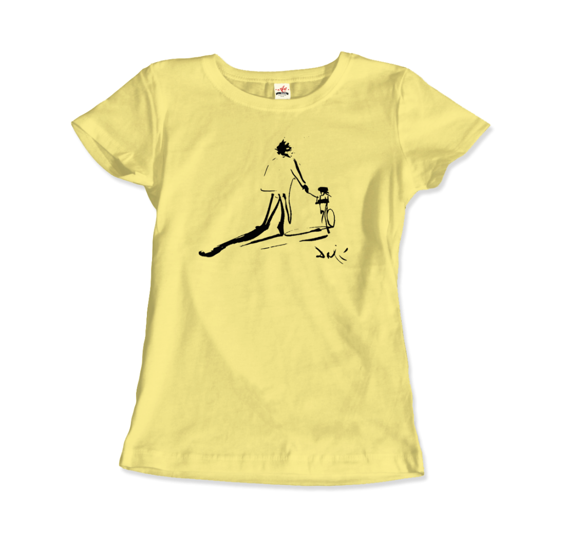 Salvador Dali Sketch, Childhood with Father Riding a Bike 1971 t-shirt by Art-O-Rama Shop