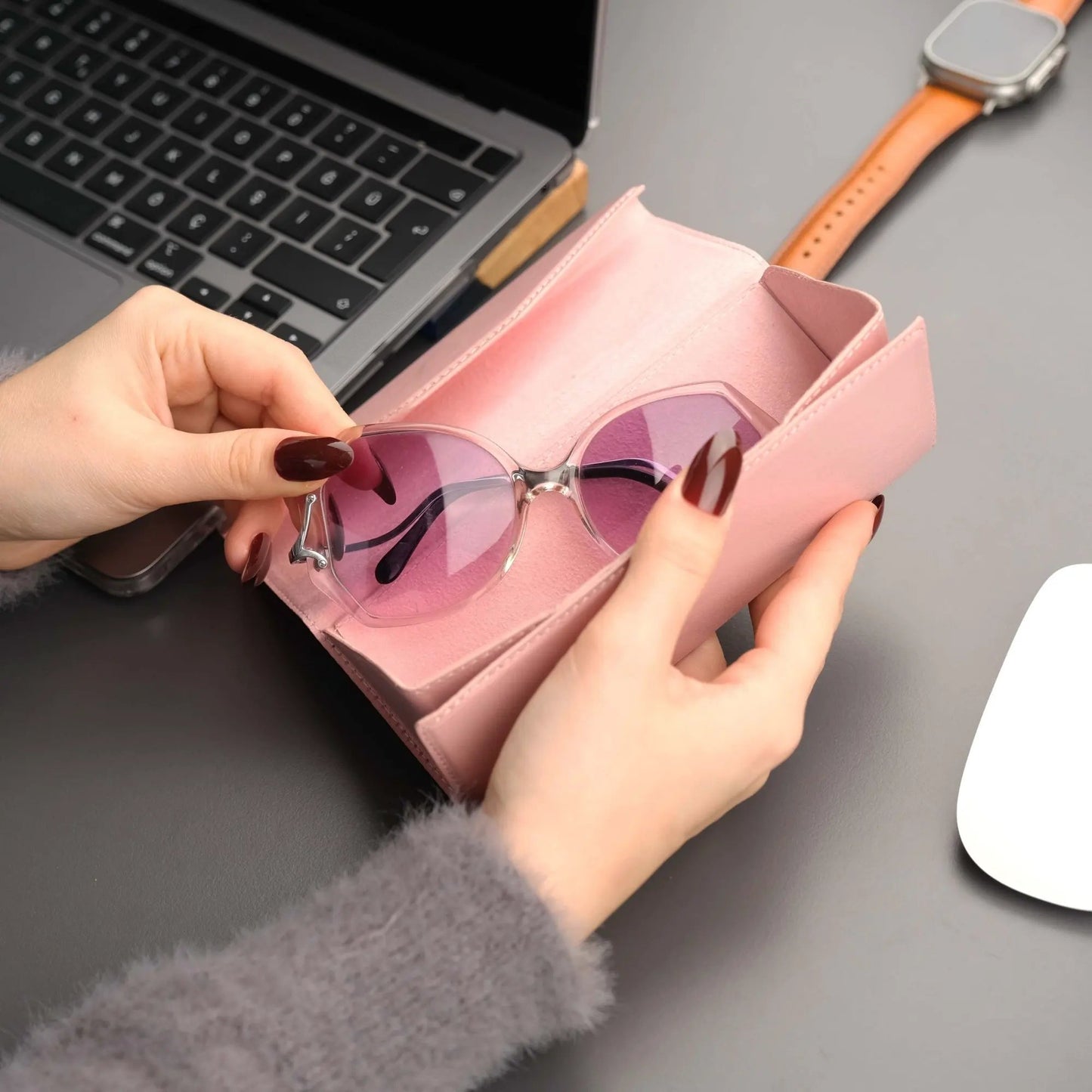 Triangle Leather Glasses Case – Vintage Eyewear Holder by TORONATA