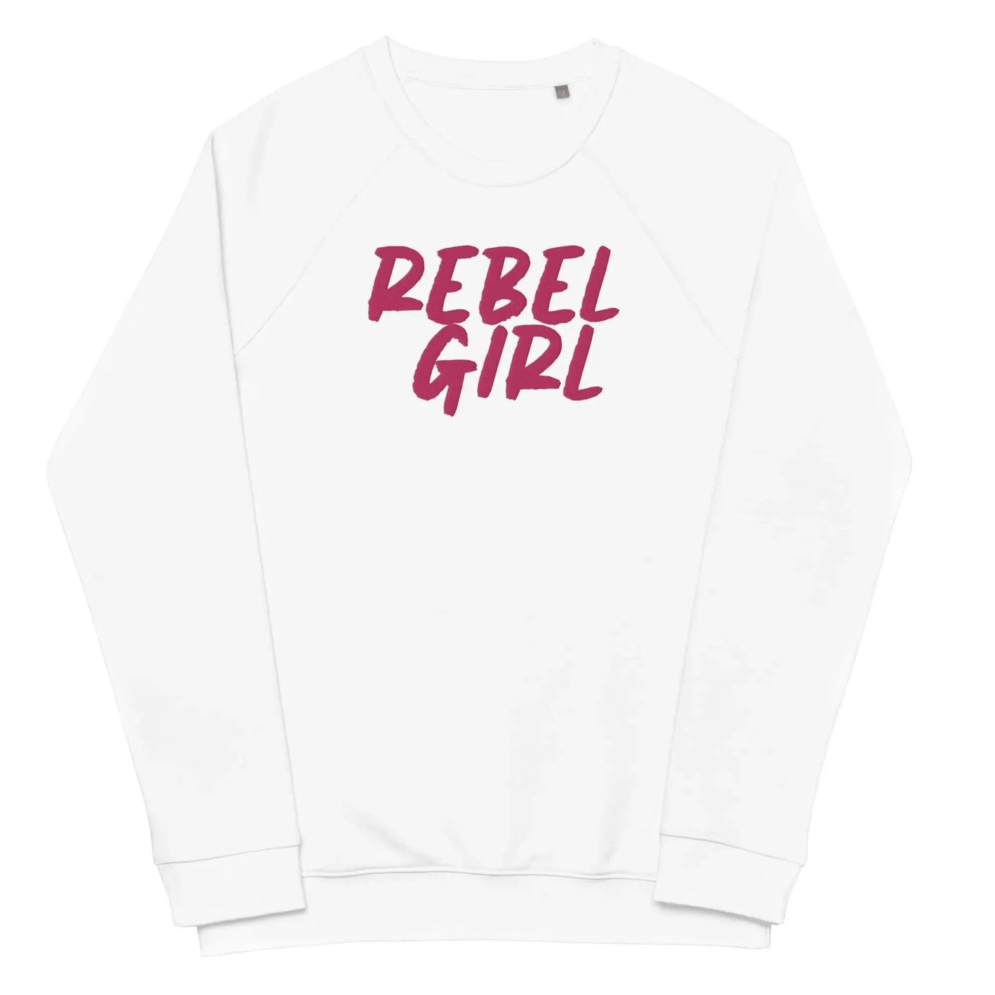 Rebel Girl Unisex organic raglan sweatshirt Organic Clothing with EMBROIDERY by Maiden-Art