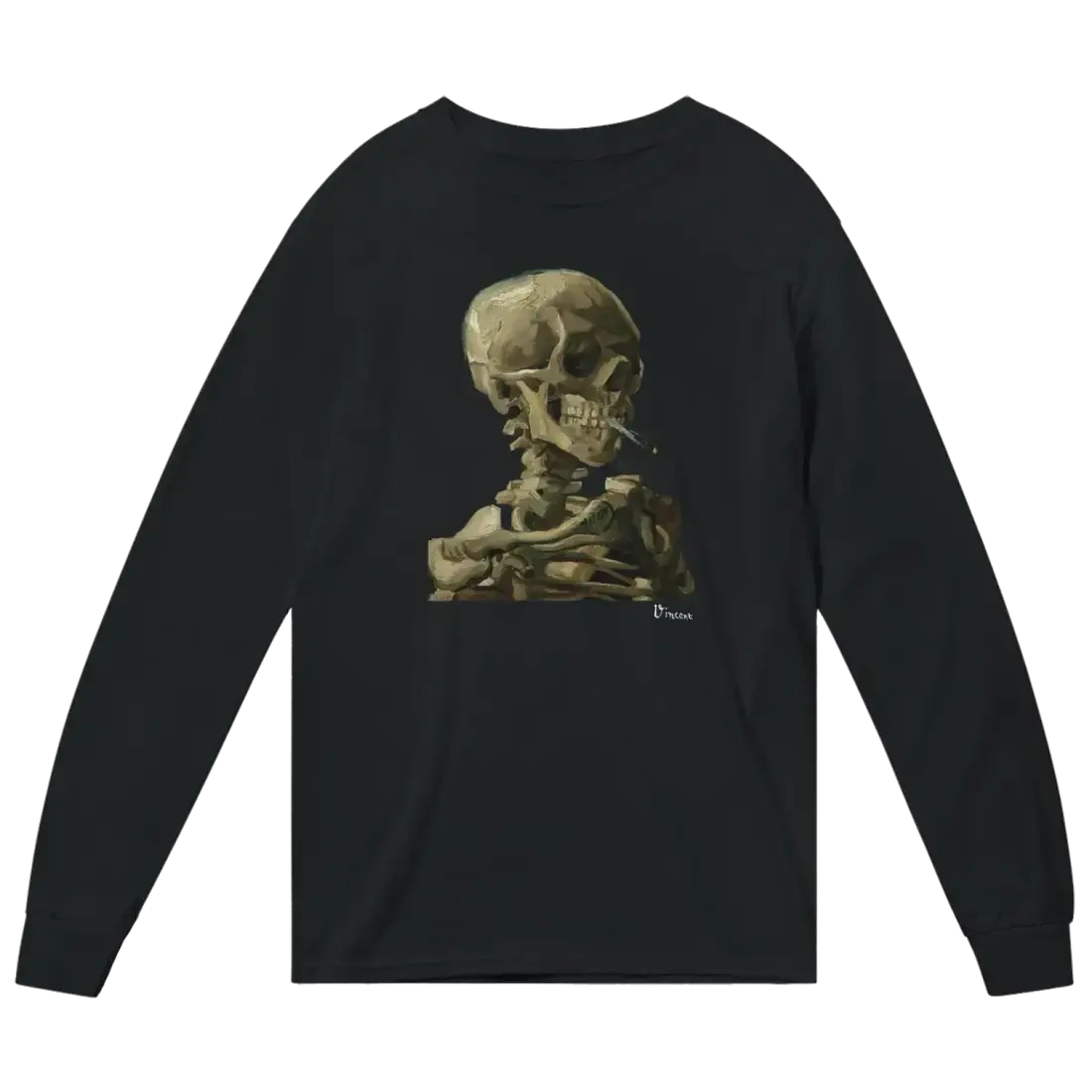 Van Gogh Skull of a Skeleton with Burning Cigarette 1886 Long Sleeve Shirt by Art-O-Rama Shop