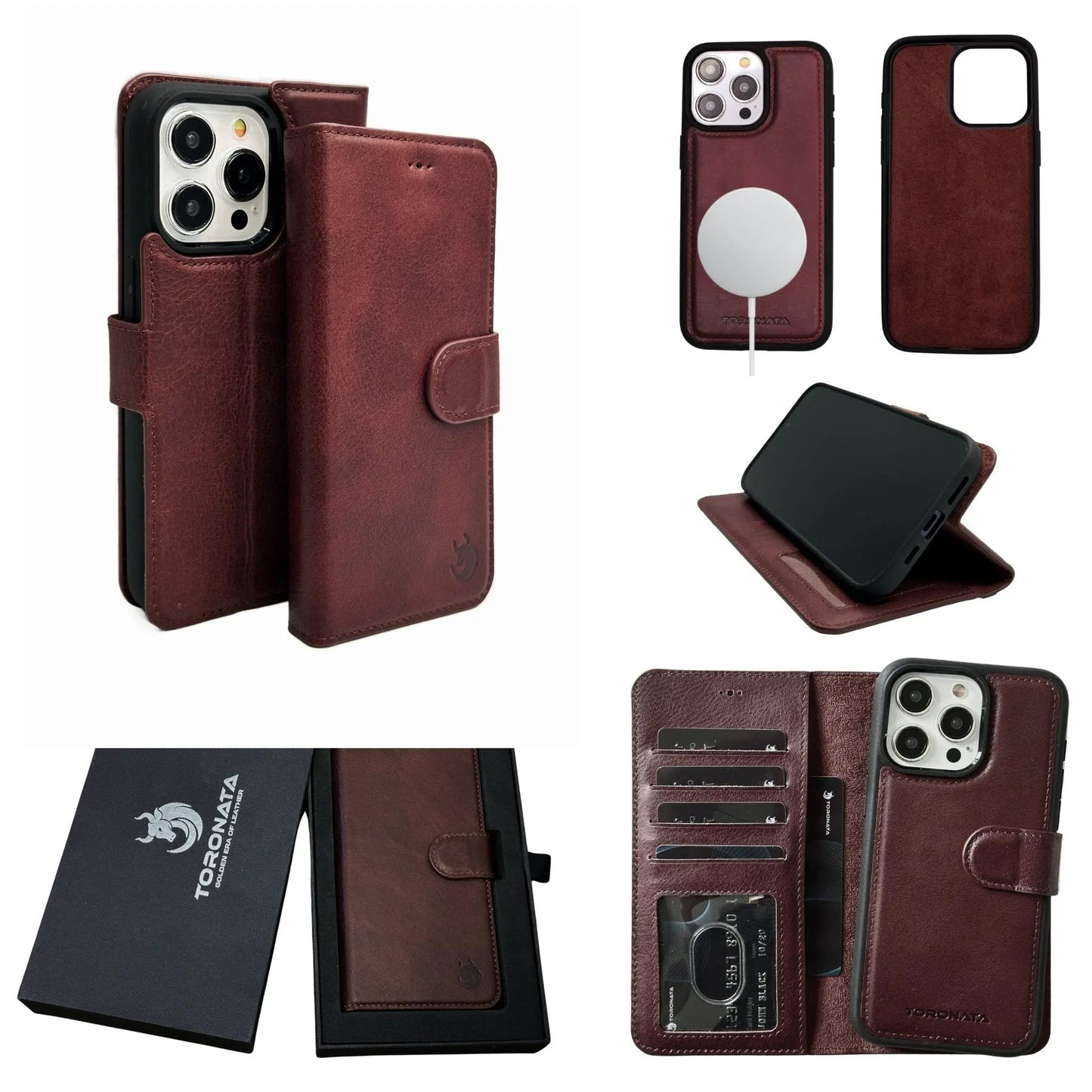 Vegas Premium Leather iPhone 15 Plus Wallet Case with MagSafe | Detachable RFID Blocking Luxury Wallet by TORONATA