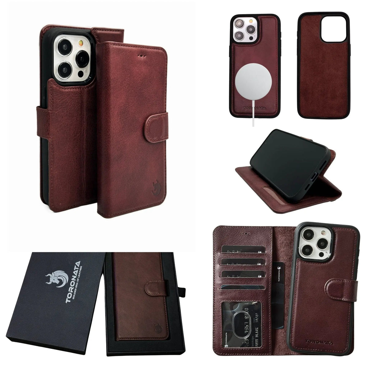 Vegas Premium Leather iPhone 15 Wallet Case with MagSafe | Detachable RFID Blocking Luxury Wallet by TORONATA