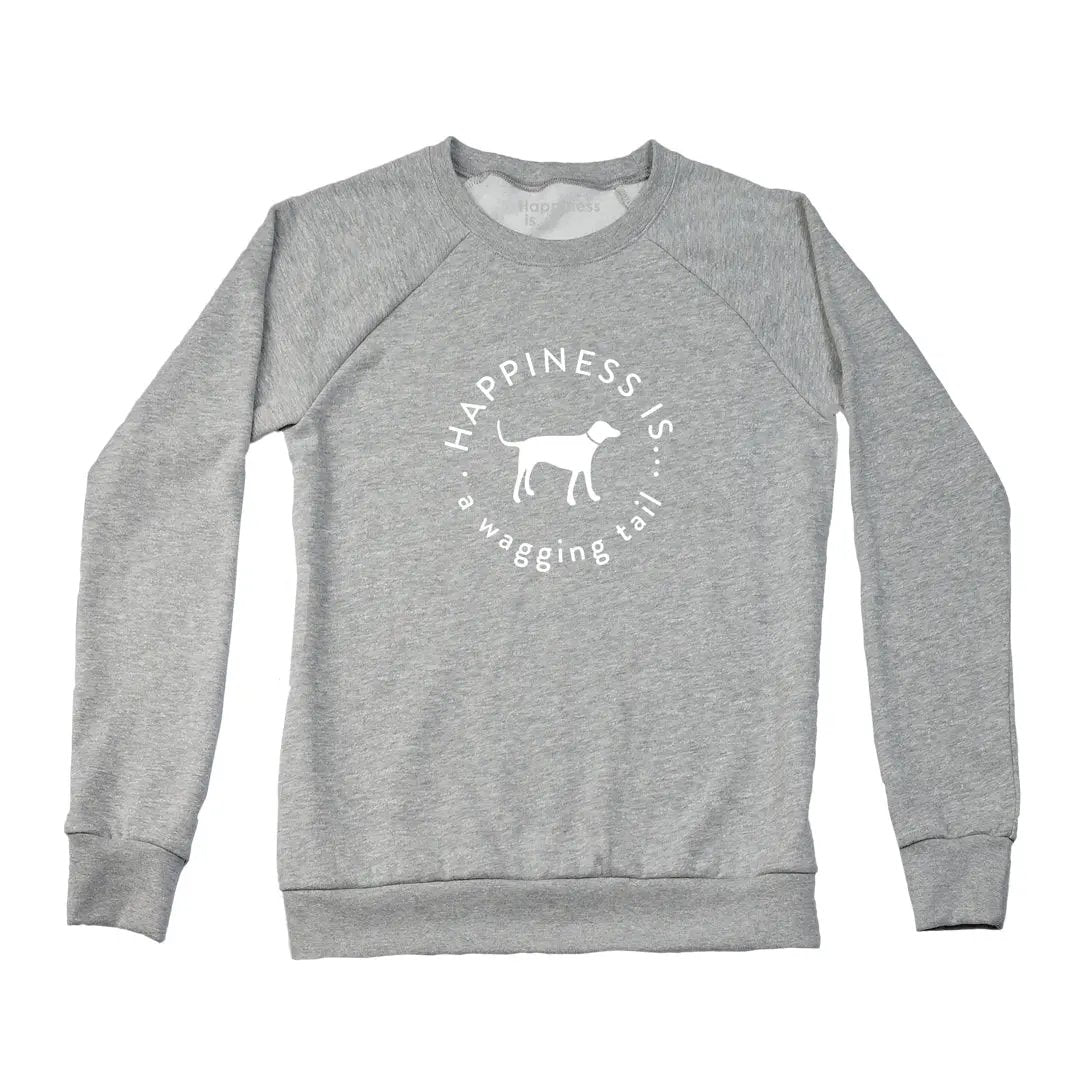 Women's Wagging Tail Crew Sweatshirt, Heather Grey by Pets Collection