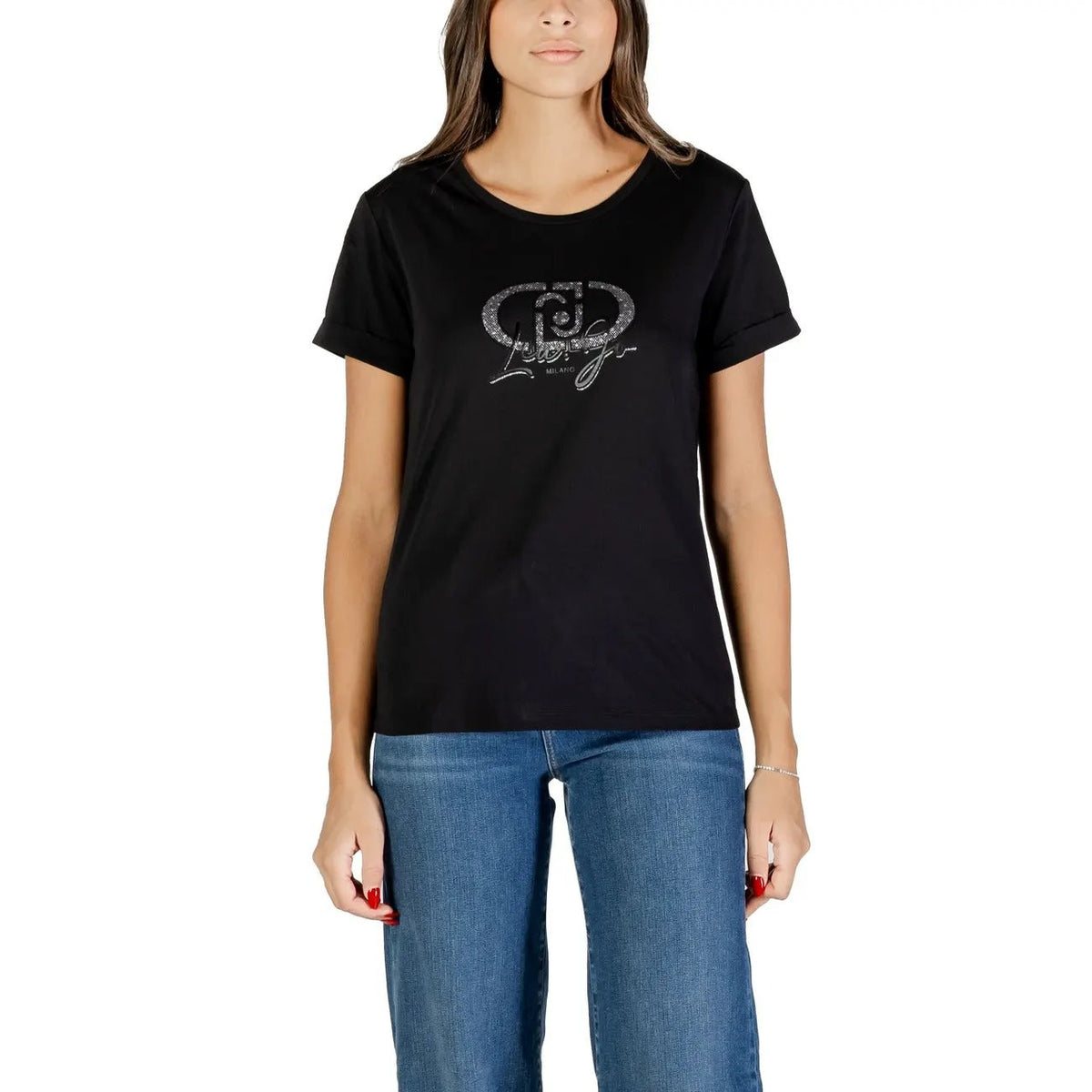 Liu Jo Women White Pure Cotton Round Neck Graphic Print T-Shirt Comfortable Top by Liu Jo