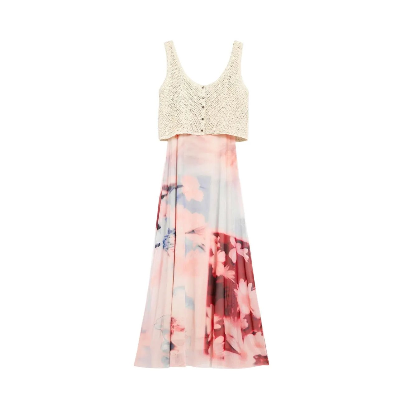 Desigual Women Elegant Pink Floral V Neck Sleeveless Cotton Dress by Desigual