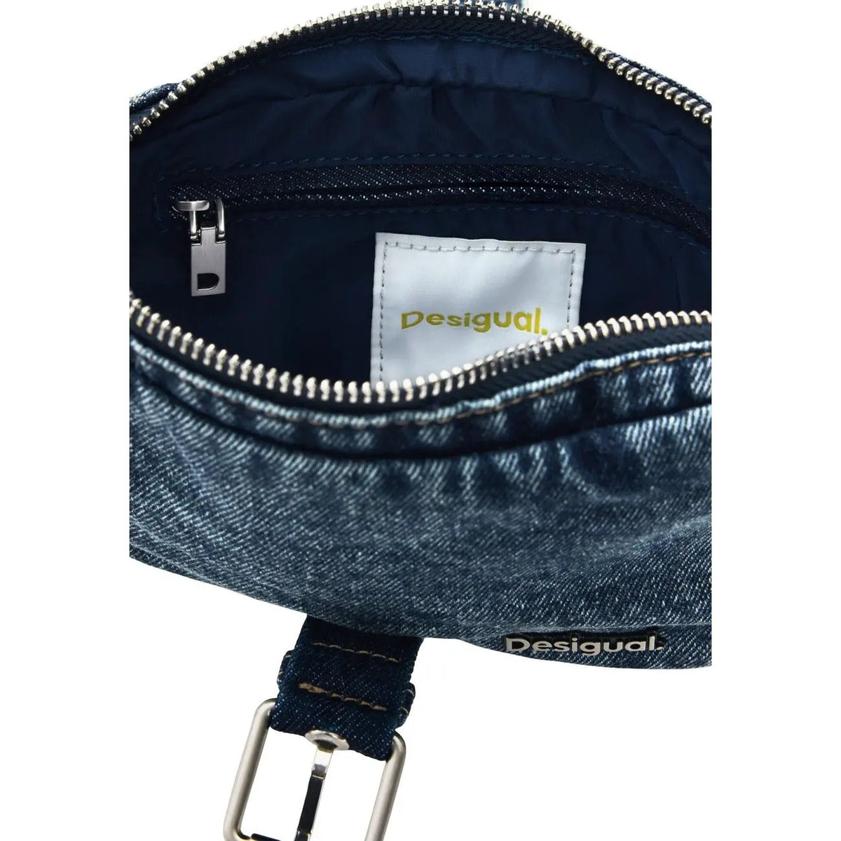 Desigual Women Blue Denim Shoulder Bag With Zip Fastening Stylish Charm by Desigual