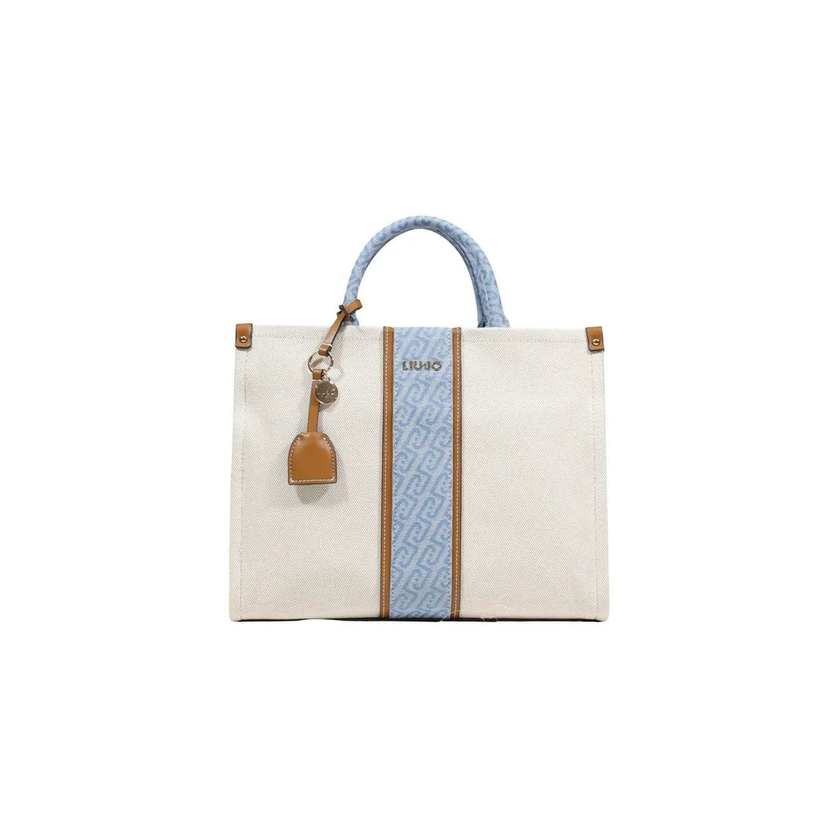 Elegant Liu Jo Women Beige Cotton Handbag With Zip Fastening Strap by Liu Jo