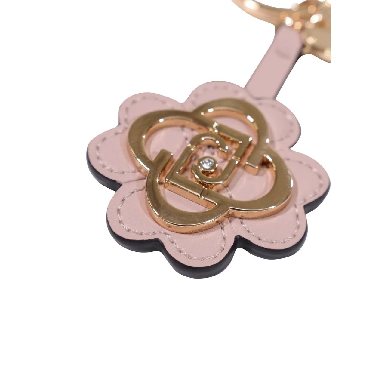 Liu Jo Women Pink Floral Faux Leather Key Ring Luxury Bag Charm by Liu Jo