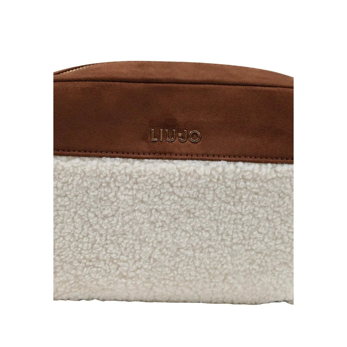 Liu Jo Women White Brown Suede Faux Shearling Camera Bag With Zip Fastening by Liu Jo