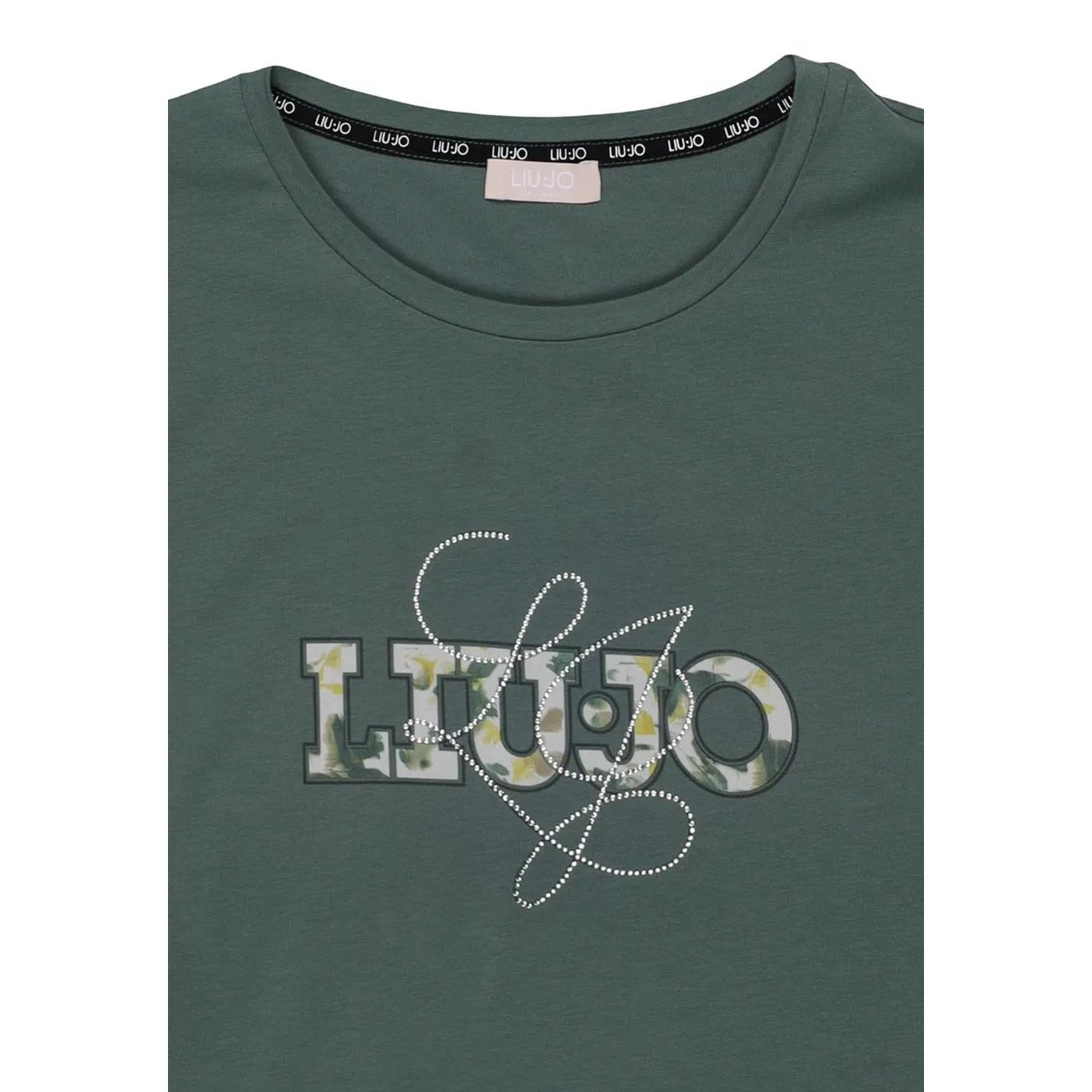 Liu Jo Women Green Cotton Blend Premium Logo Printed Short Sleeve T Shirts by Liu Jo