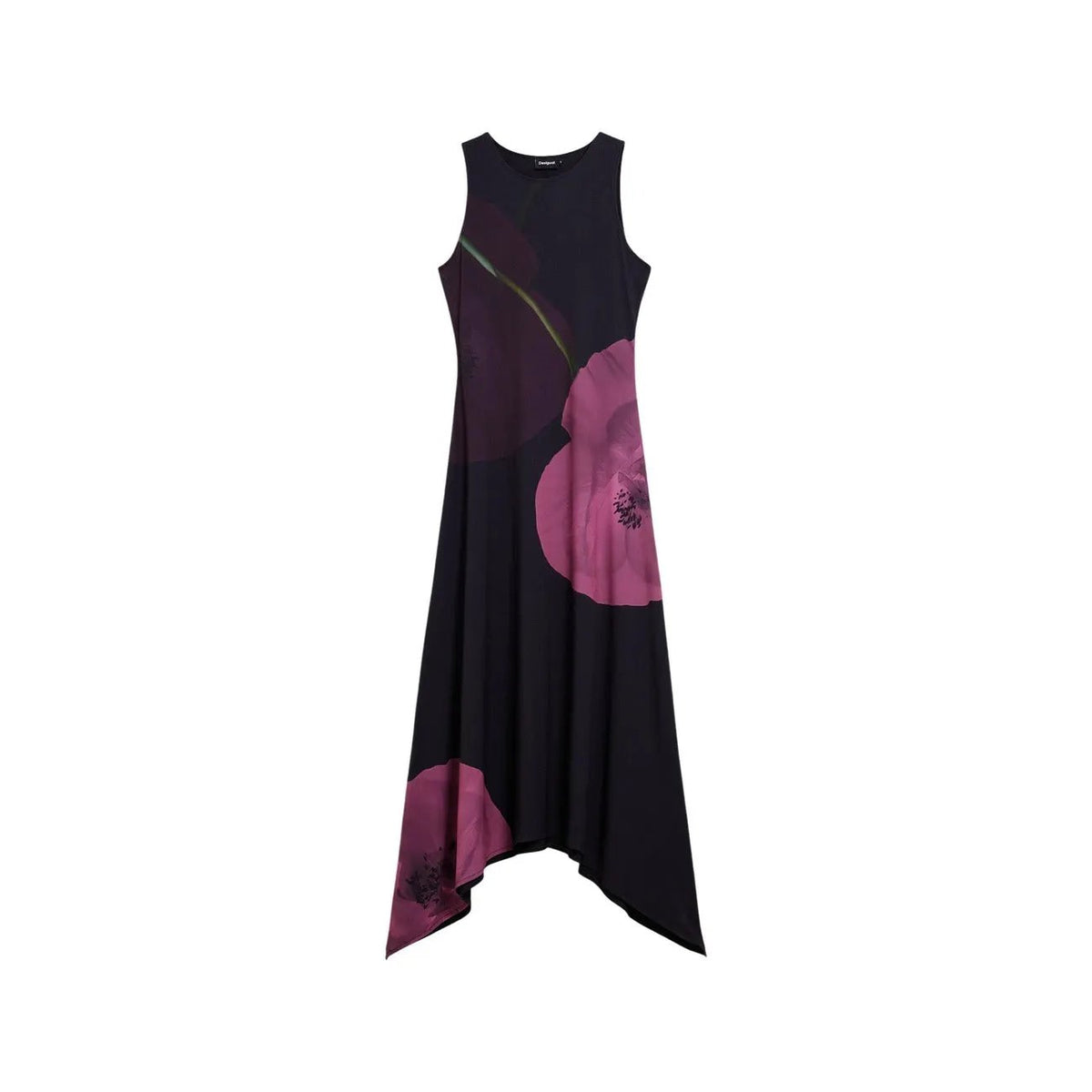 Desigual Women Black Floral Sleeveless Dress Elegant Stretch Fit Style by Desigual