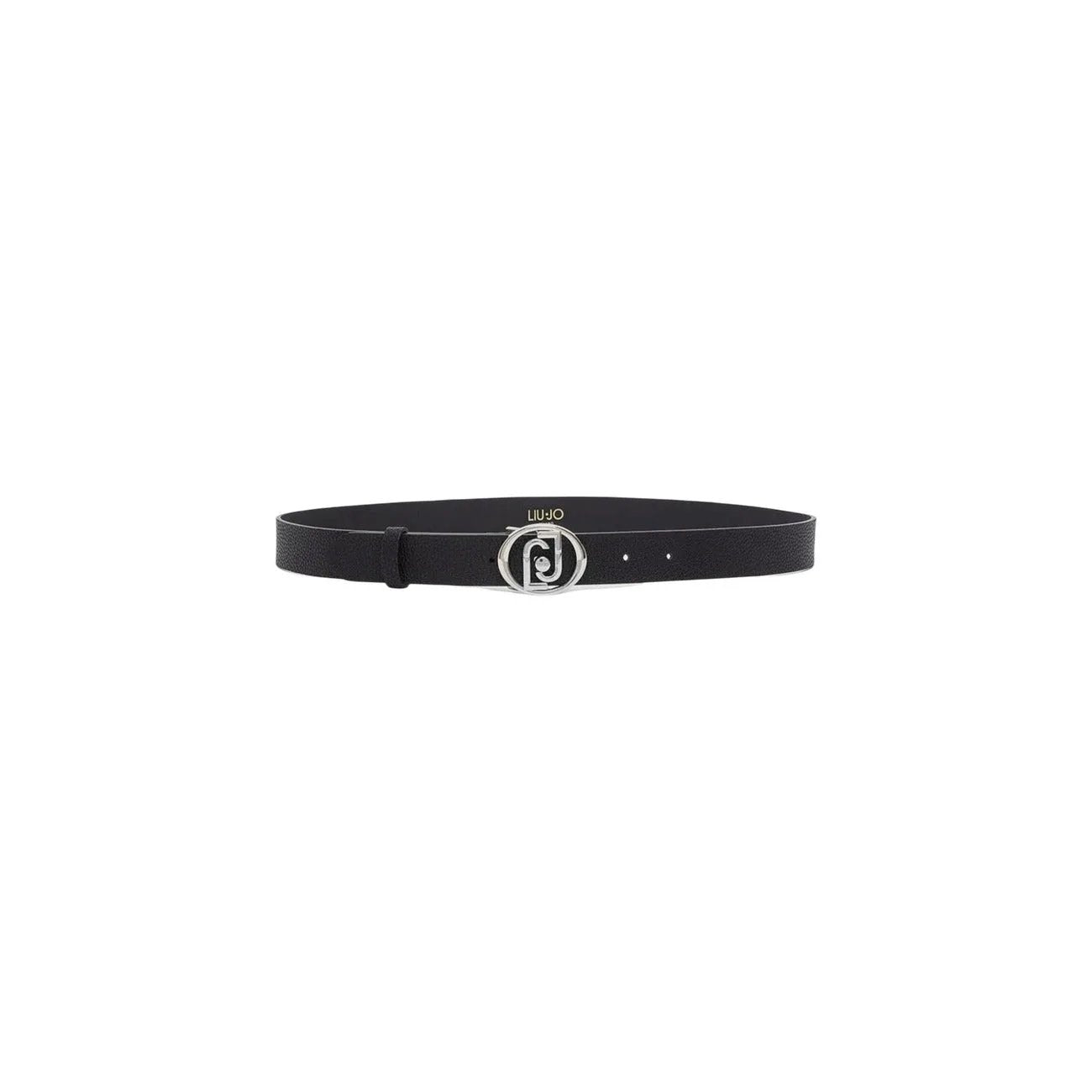 Liu Jo Women Black Leather Belt With Elegant Silver Logo Buckle by Liu Jo