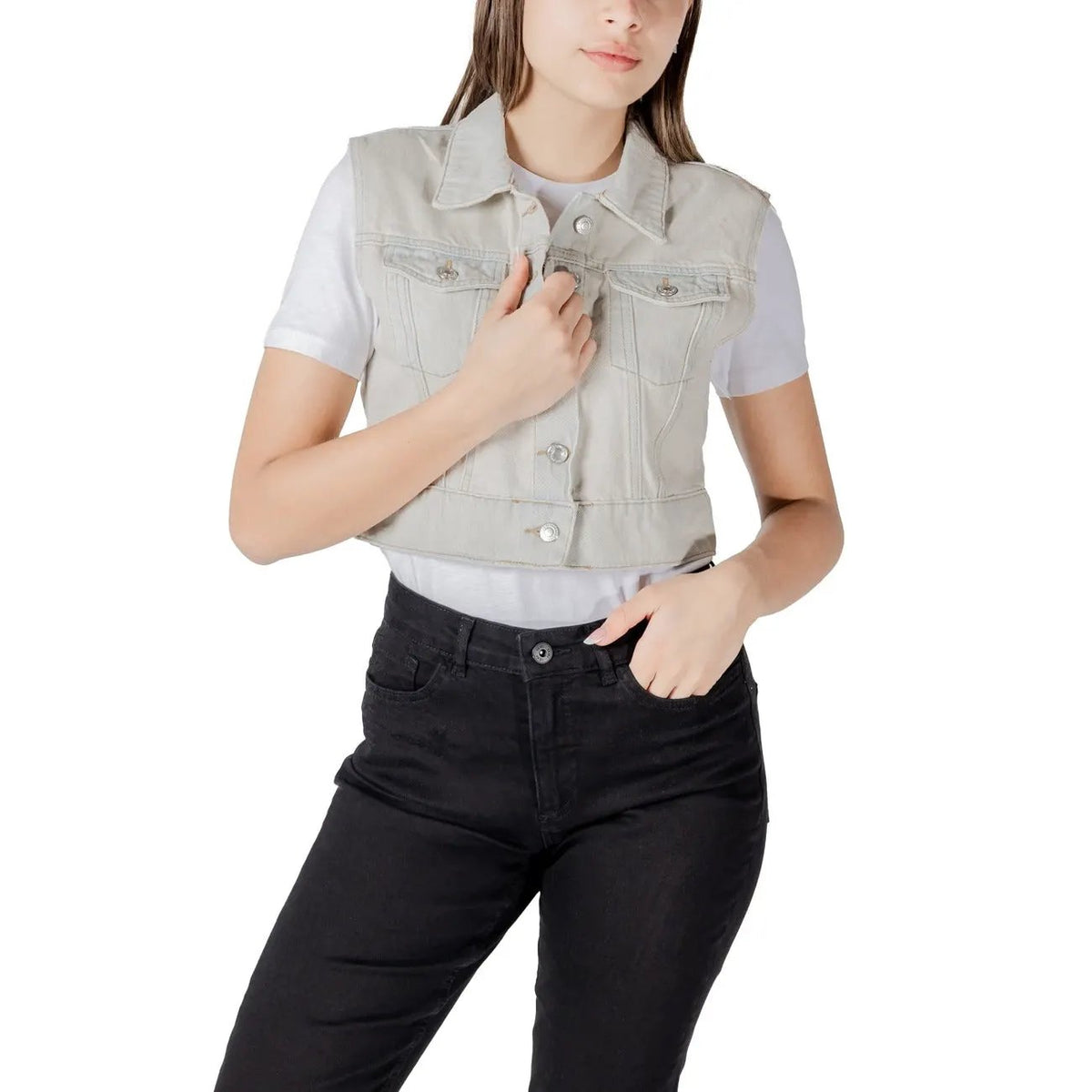 Only Women Organic Cotton Gilet Lightweight Classic Sleeveless Vest by Only