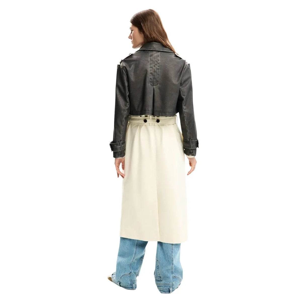 Desigual Women Elegant Belted Classic Beige Long Sleeve Blazer Fashion by Desigual
