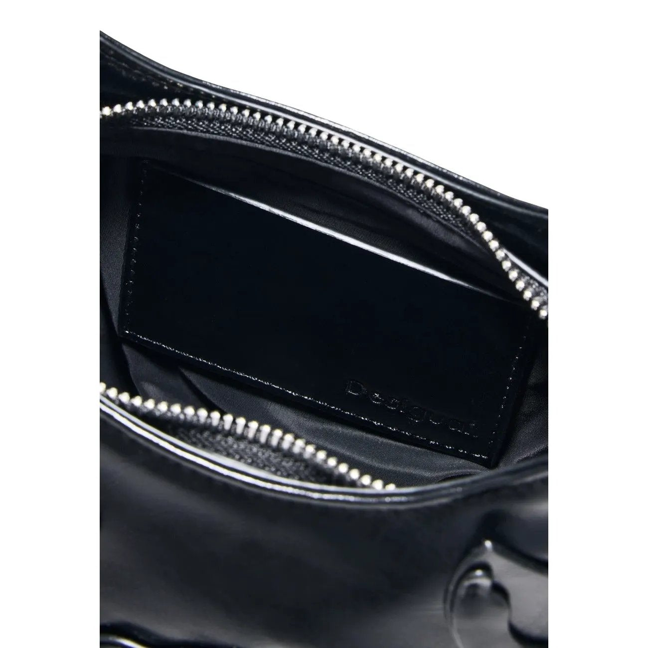 Stylish Desigual Black Women Floral Shoulder Bag With Zip Inner Pocket by Desigual