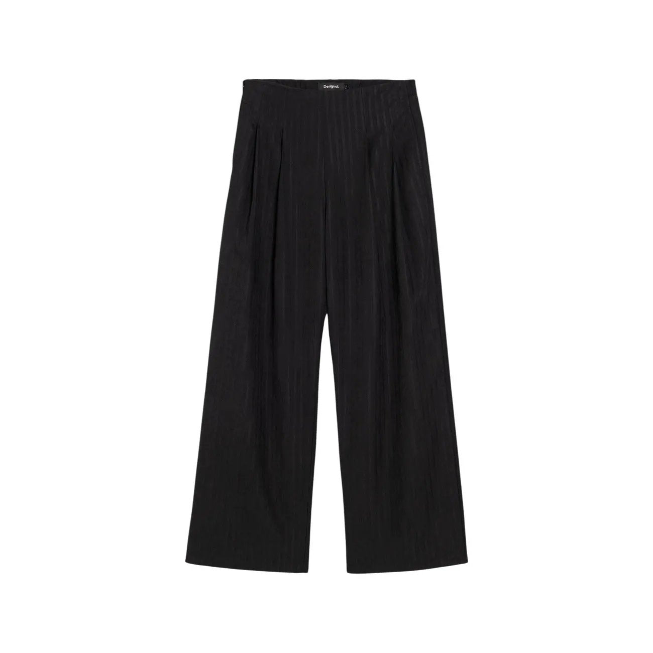 Desigual Women Black Trendy Wide Leg Trousers Zip Fastening Pockets by Desigual