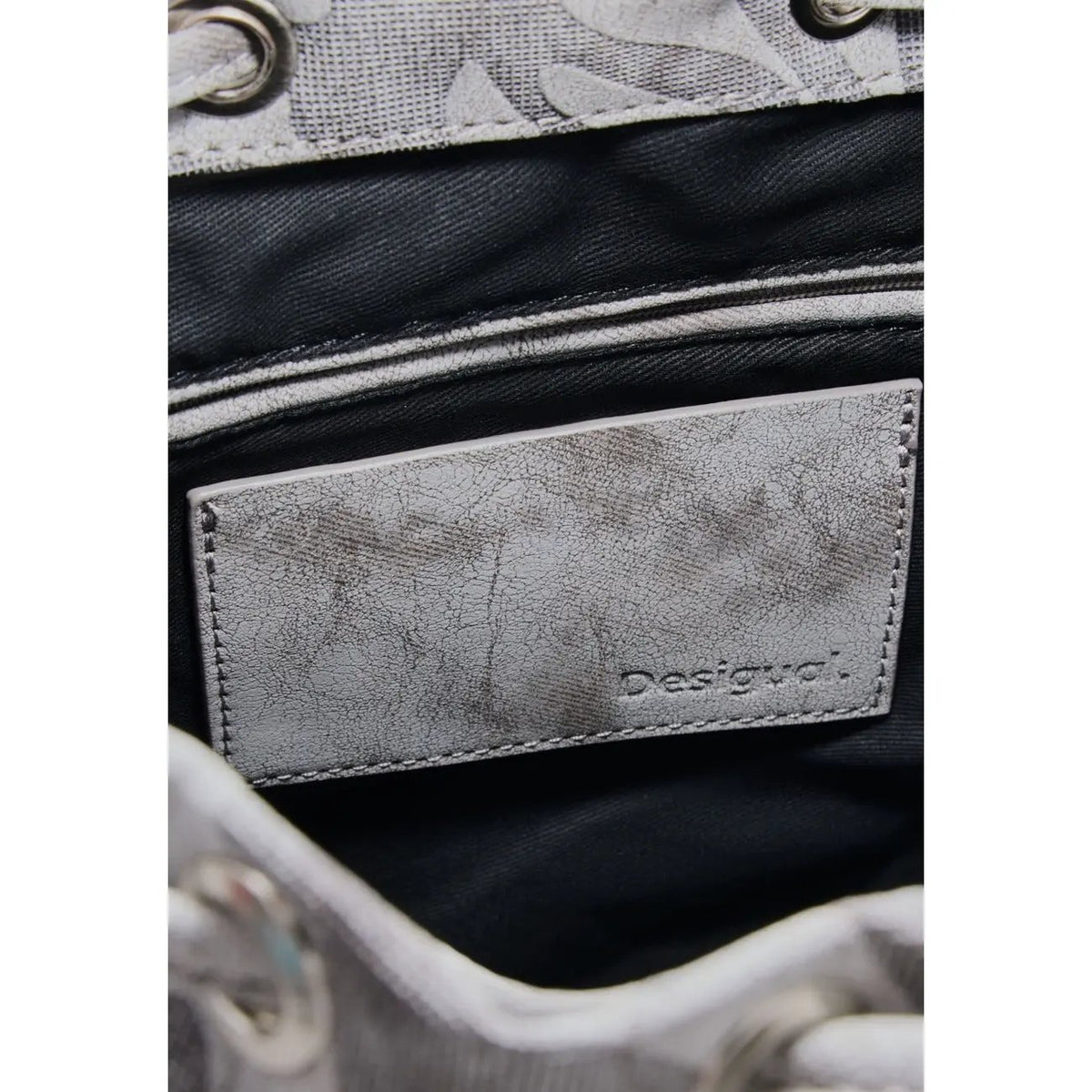 Desigual Women Grey Floral Print Rucksack With Inside And Outside Pockets by Desigual