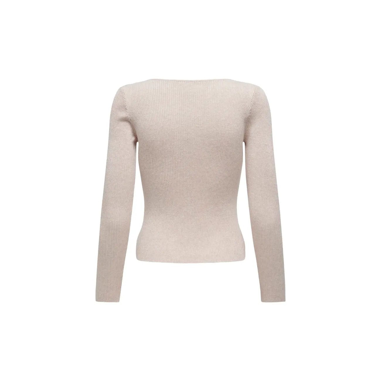 Only Women Beige Soft Long Sleeve Sweetheart Neckline Knitwear Top by Only