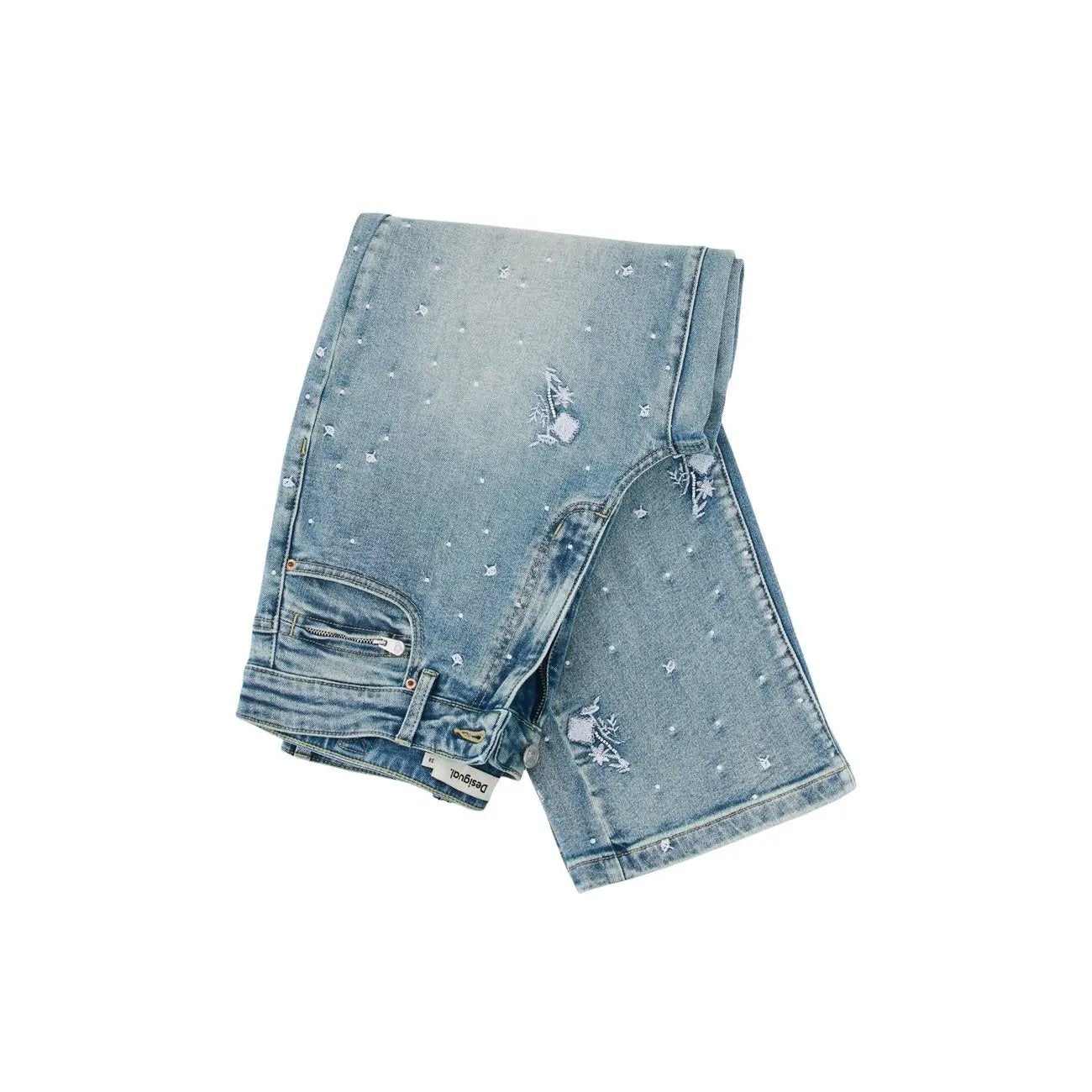 Stylish Desigual Women Light Blue Worn Out Effect Stretch Jeans by Desigual