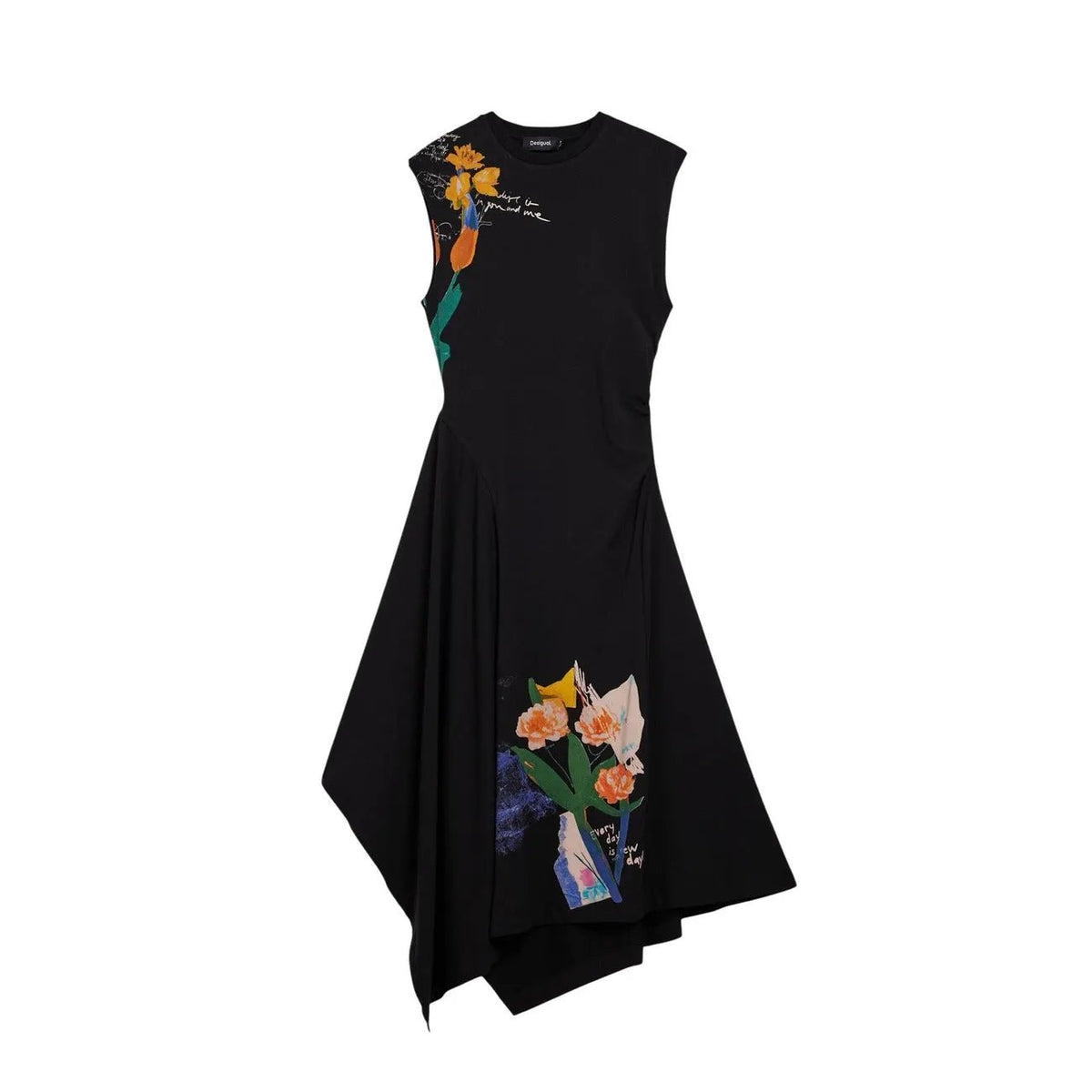Desigual Women Elegant Black Cotton Sleeveless Floral Print Dress by Desigual