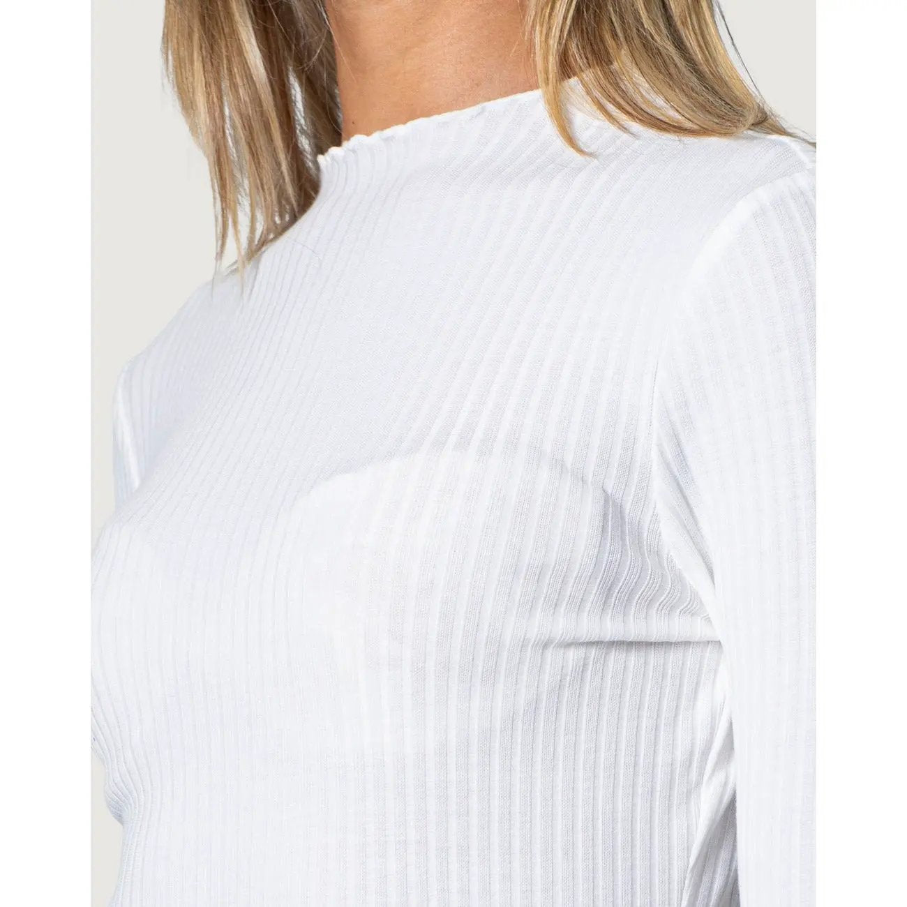 Only Women Essential White Ribbed Knitwear Long Sleeve Stretch Fit Top by Only