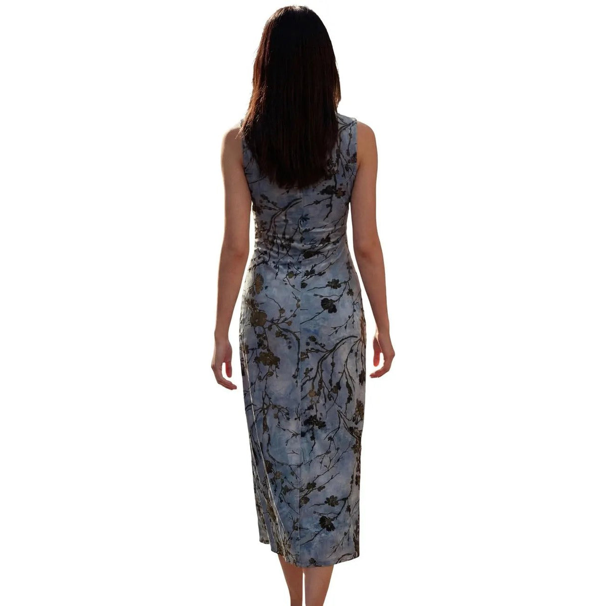 Desigual Women Light Blue Floral Sleeveless Elegant Summer Midi Dress by Desigual