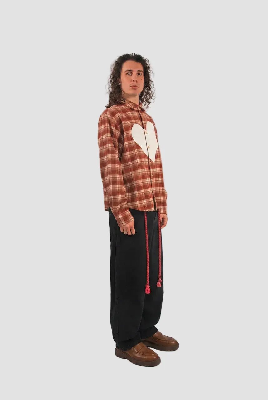 Heart Plaid Flannel Shirt by Hideout