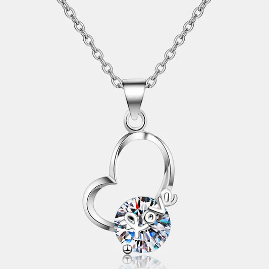 2 Carat Moissanite Heart 925 Sterling Silver Necklace by Partner Label