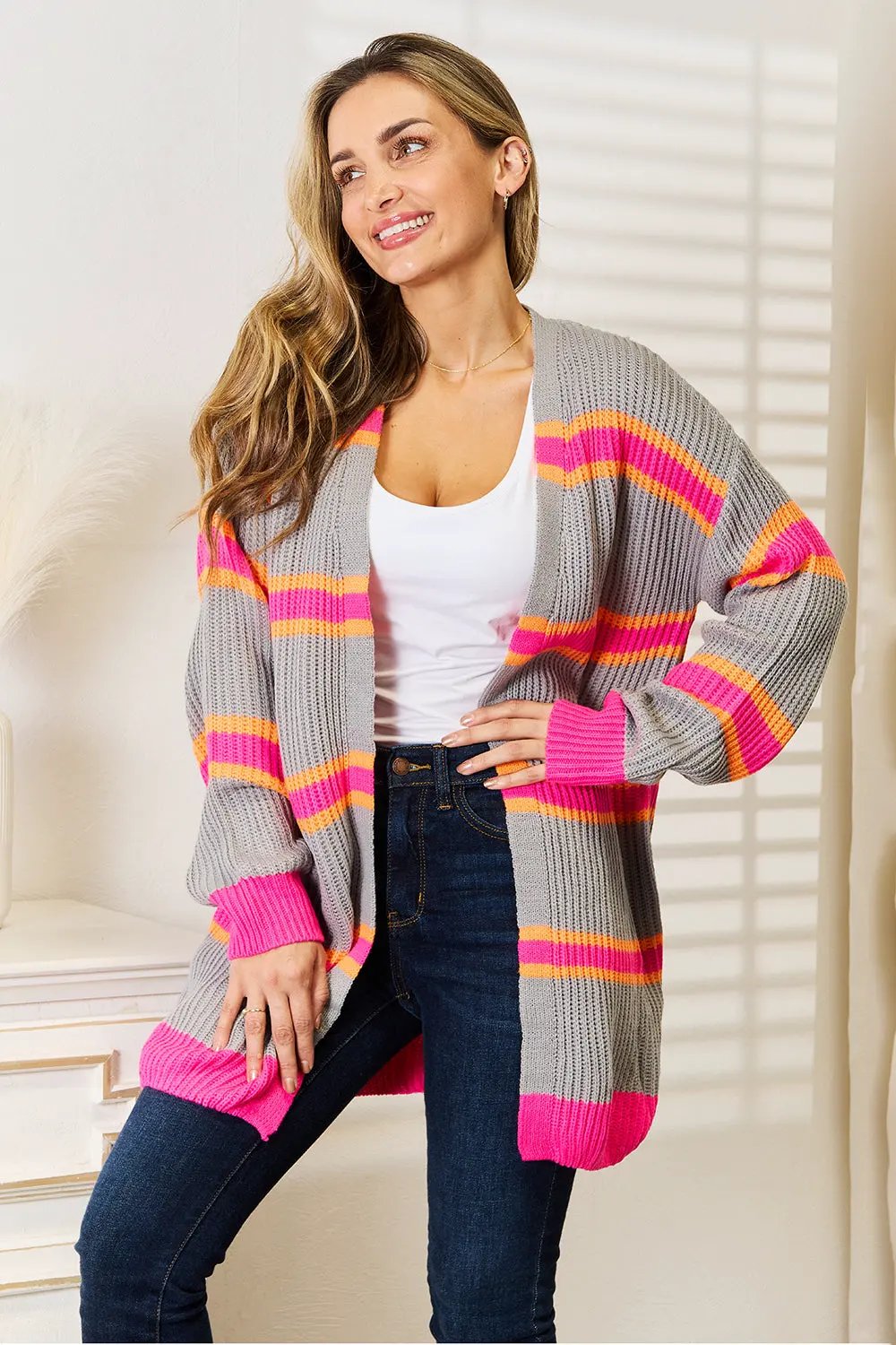 Woven Right Ribbed Long Sleeve Cardigan by Woven Right