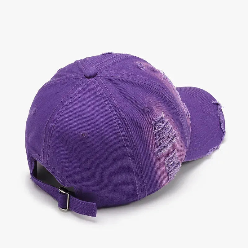 Distressed Adjustable Cotton Baseball Cap by Partner Label