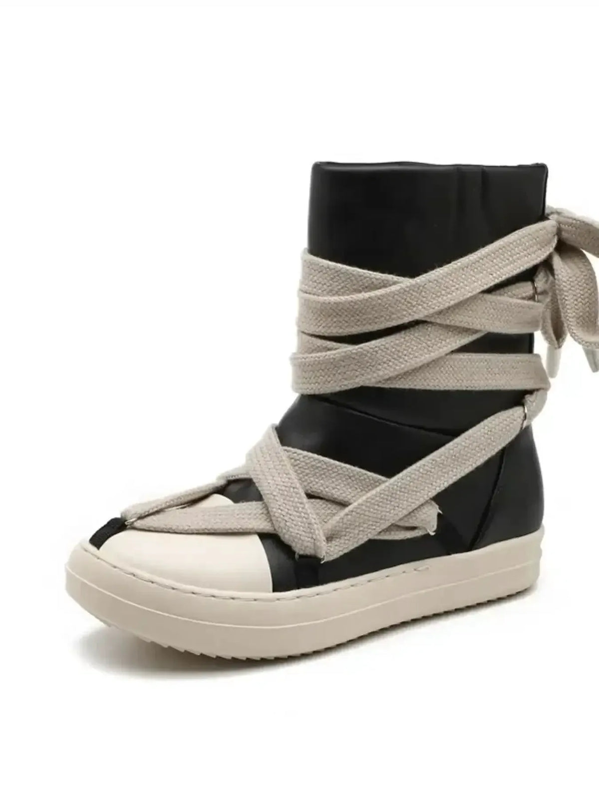 Lace-Up Round Neck Sneaker Boots by Partner Label