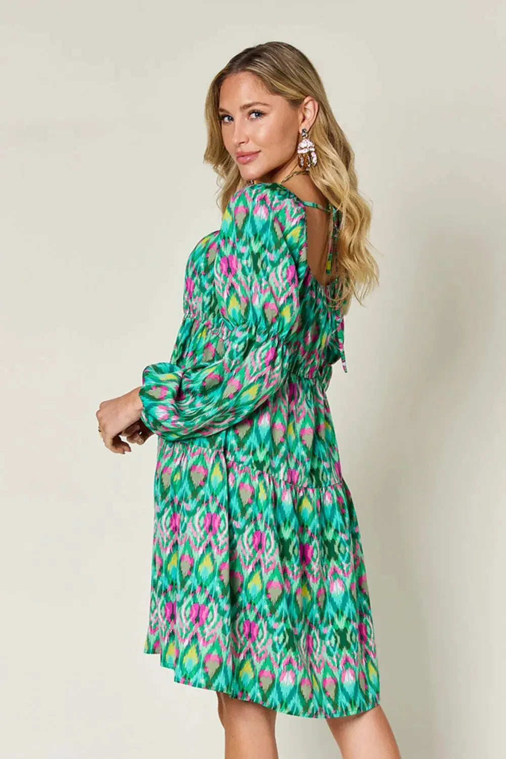 Double Take Full Size Printed Long Sleeve Dress by Double Take