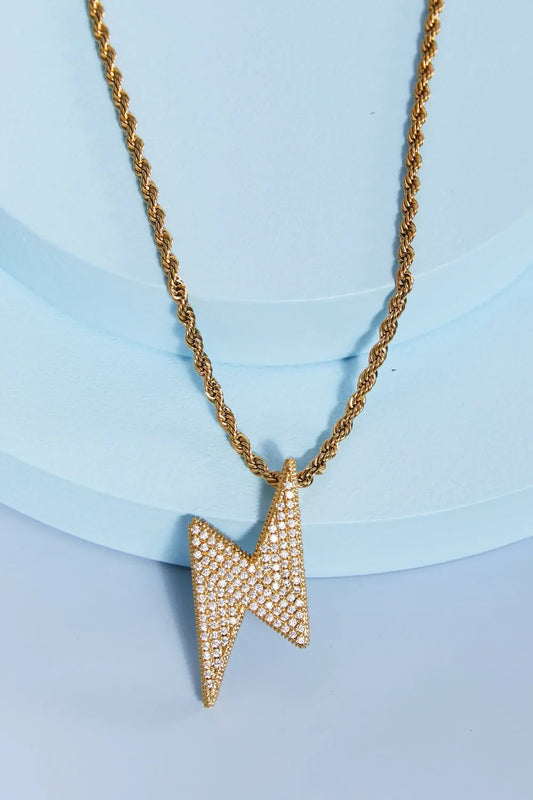 Brass Lightning Pendant Necklace by LabelPartner